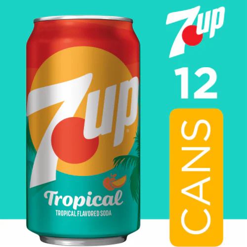 7UP: Tropical, Lemon Lime Mango Peach Soda Pop, 12 oz., 12 Pack