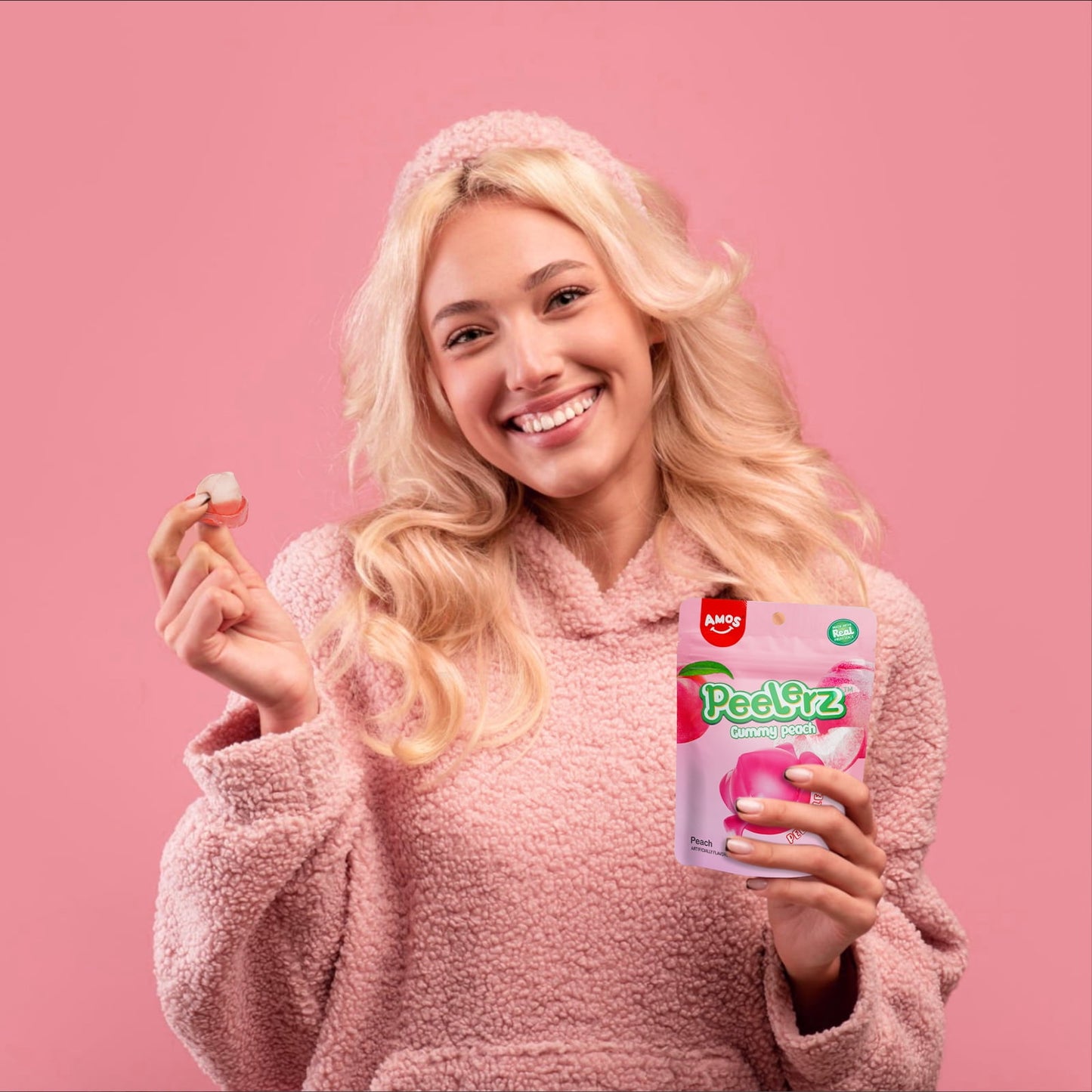 AMOS Peelerz: Peach Gummy Candy, 3 Packs