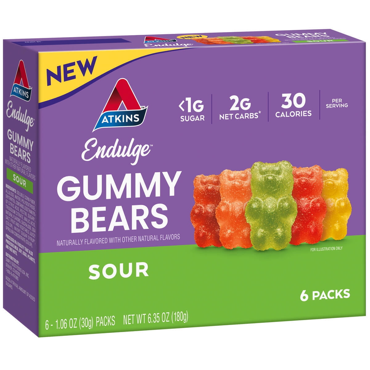 Atkins: Endulge Sour Gummy Bears, 6 Packs