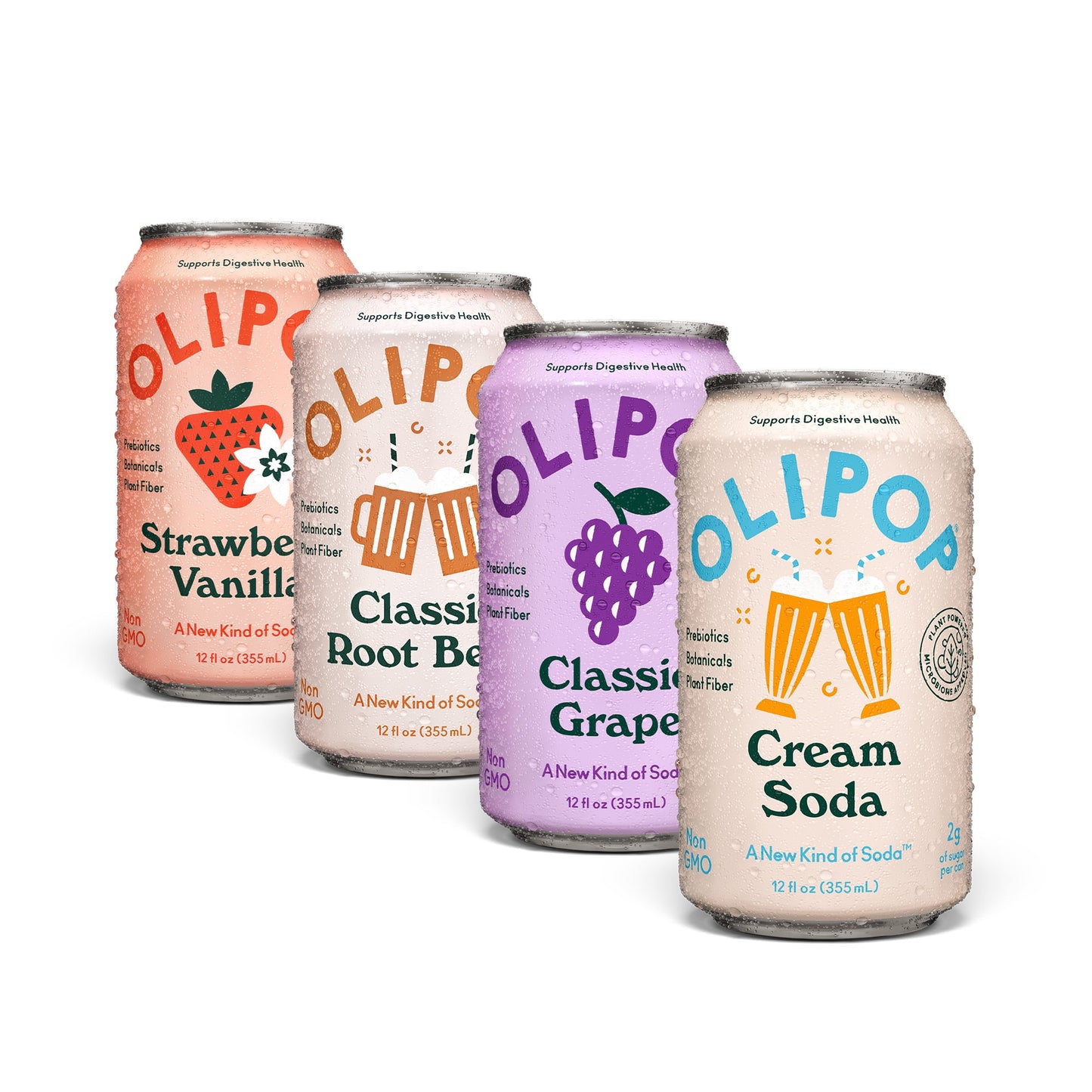 OLIPOP: Prebiotic Soda, Variety Pack, 12 oz., 8 Pack