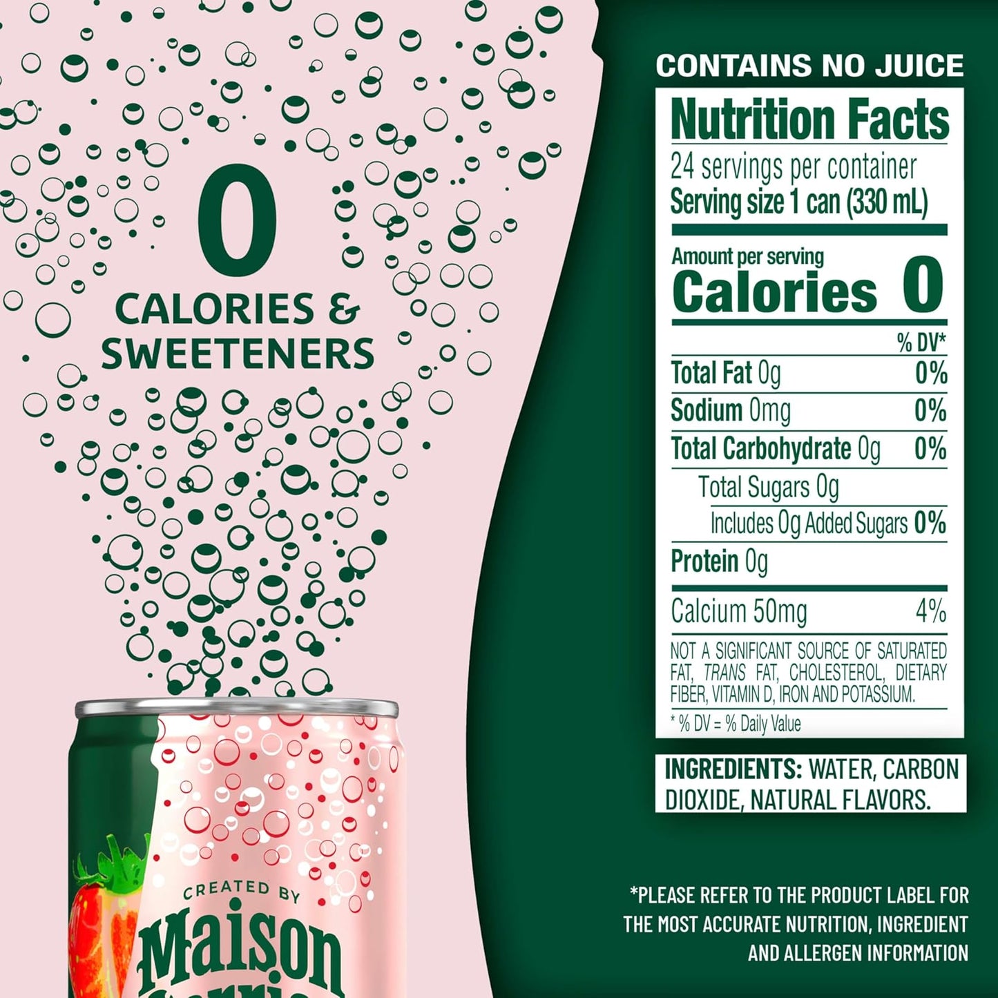 Maison Perrier: Forever Strawberry, Flavored Sparkling Water, 11.15 oz. 24 Pack