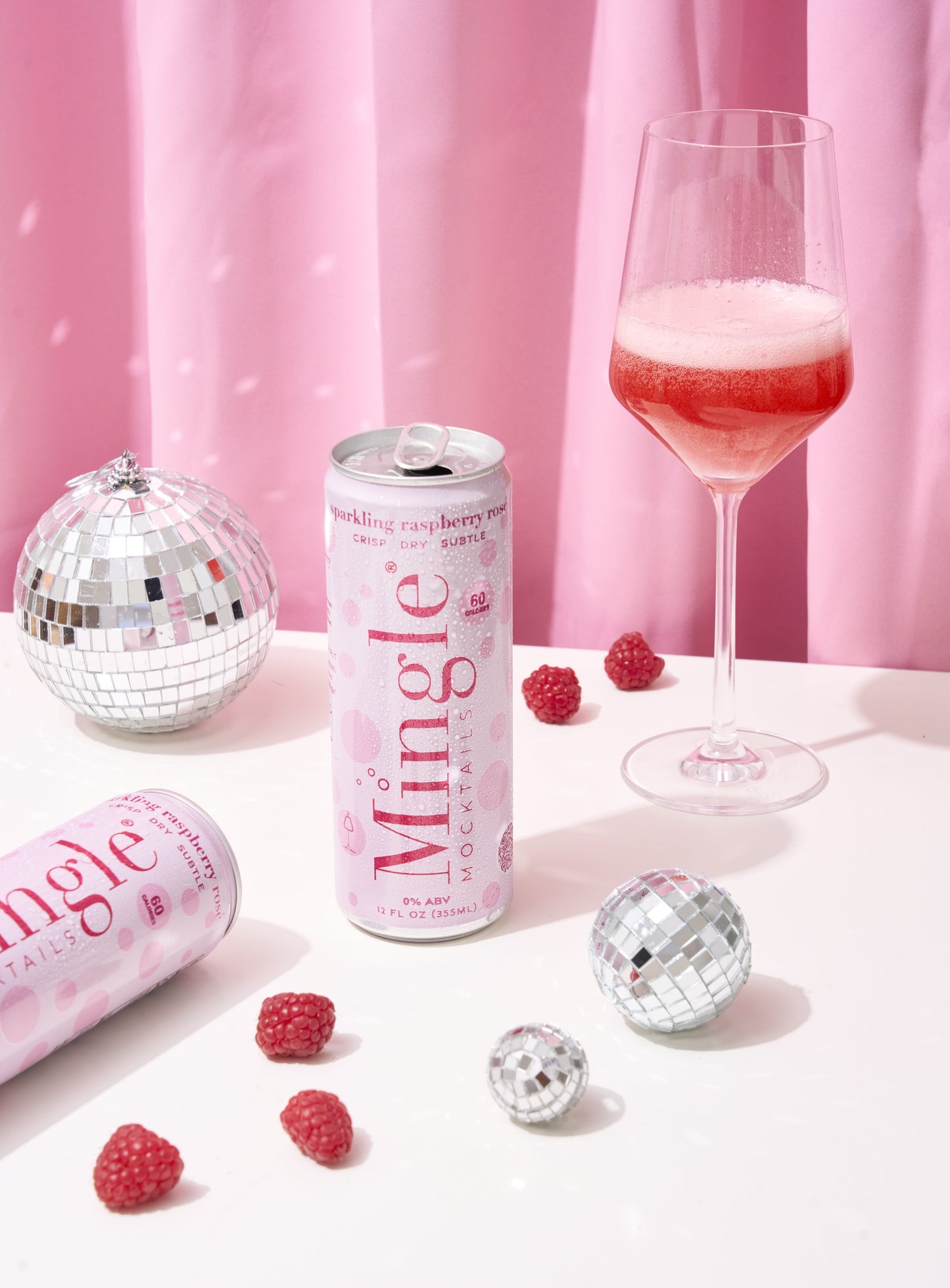 Mingle Mocktails: Sparkling Raspberry Rose Non-Alcoholic, 12 oz., 4 Pack