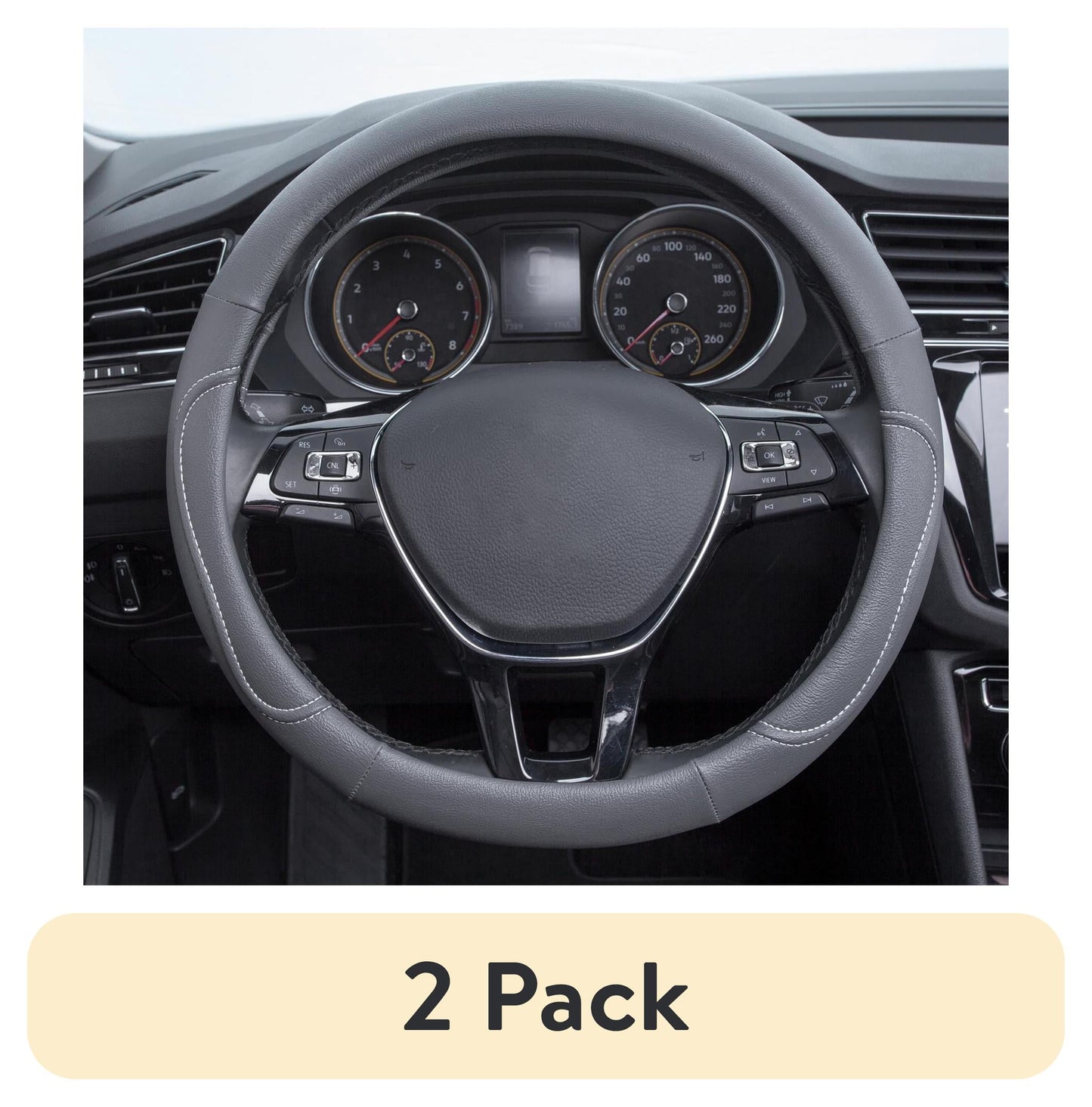 Auto Drive: Steering Wheel Cover - Country Leather Black and White, Universal Fit