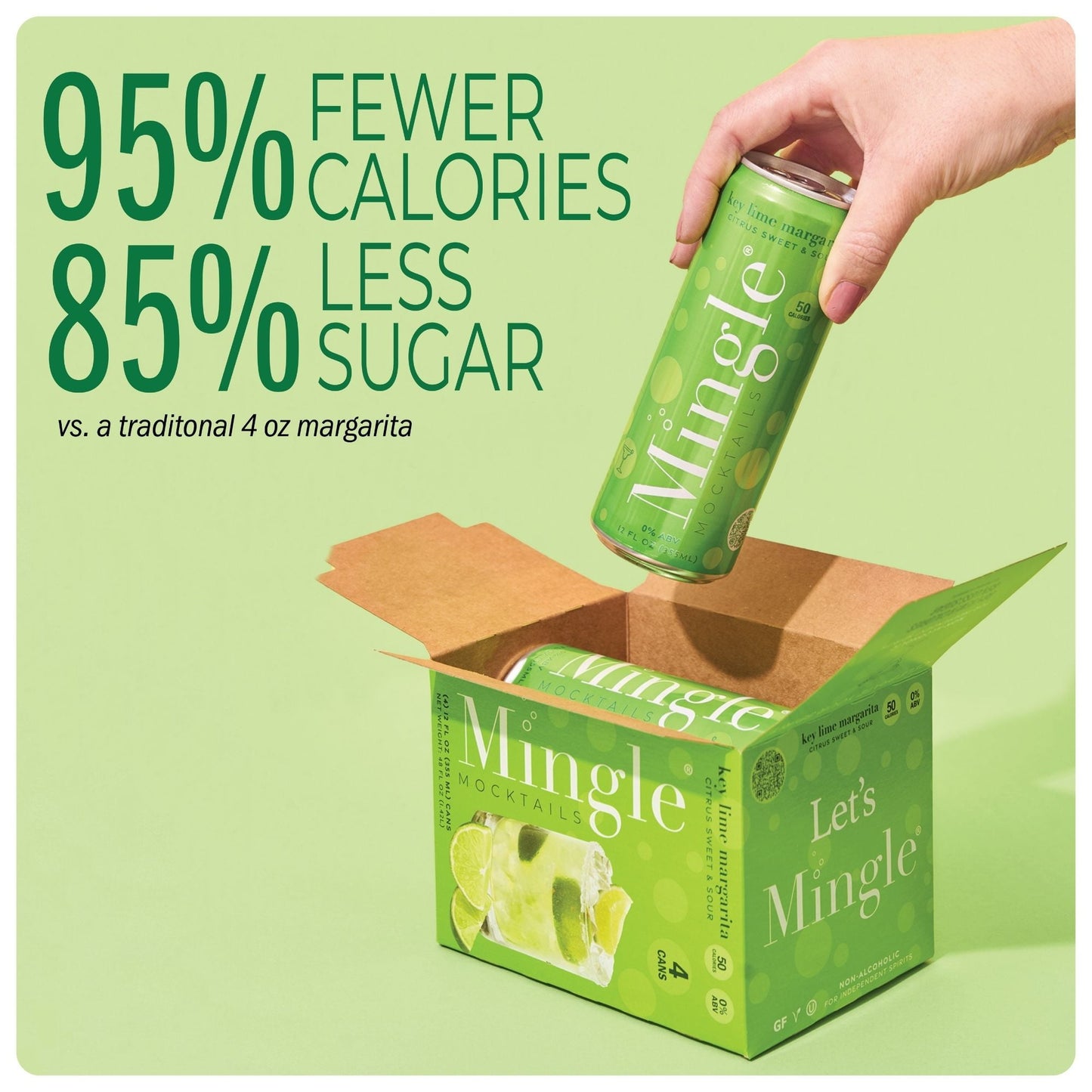 Mingle Mocktails: Key Lime Margarita Non-Alcoholic, 12 oz., 4 Pack