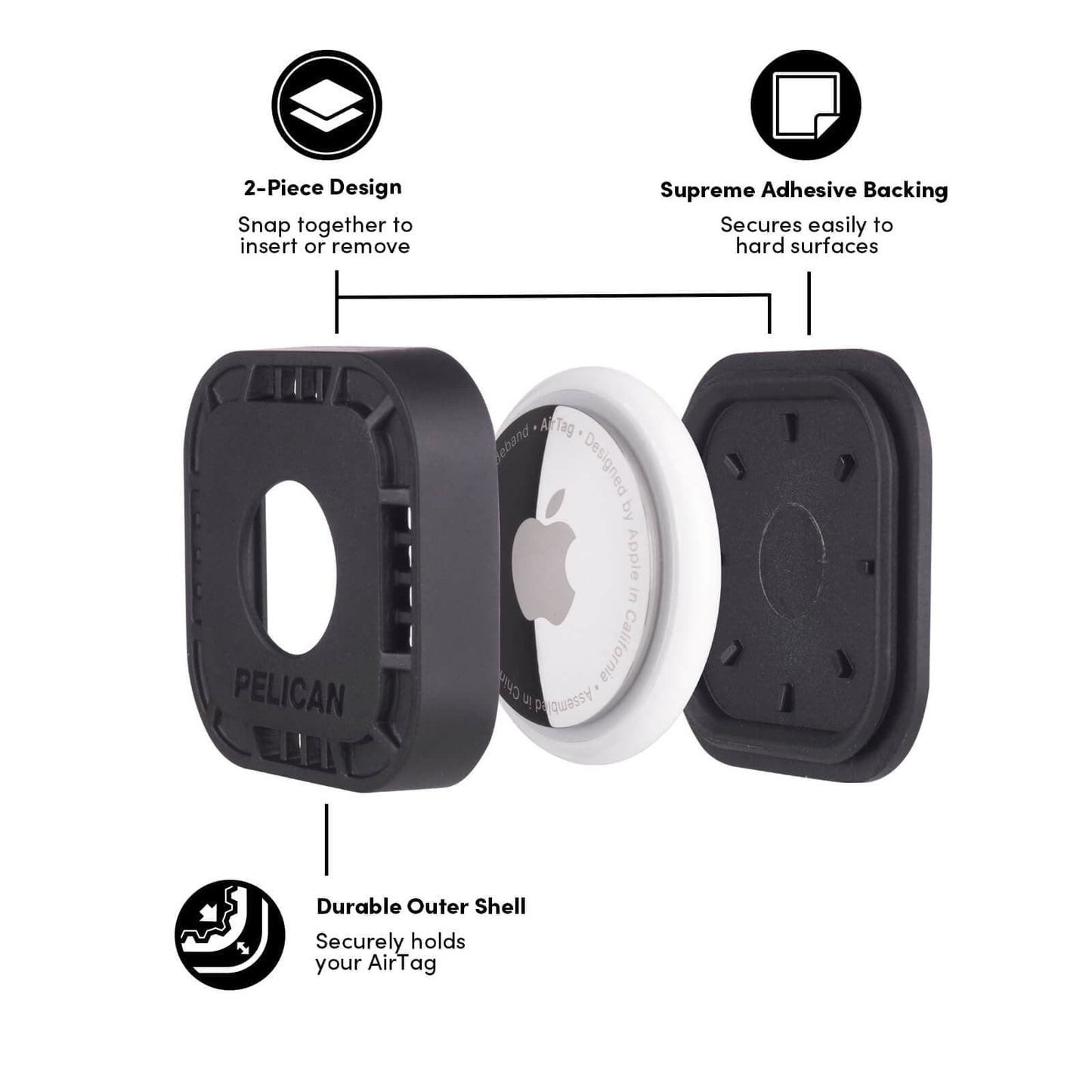 Pelican: Airtag Protector Series, Stick on Mount for Apple Airtag, Black