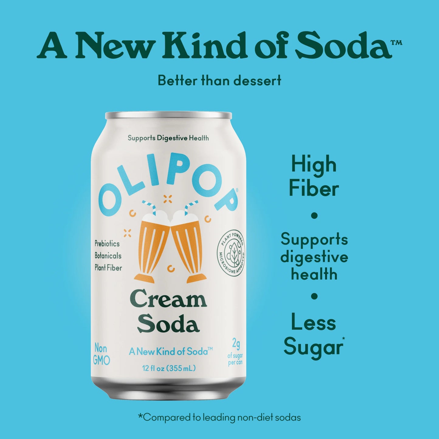 OLIPOP Cream Soda 12 fl oz, 4 Pack x2 (8 cans)
