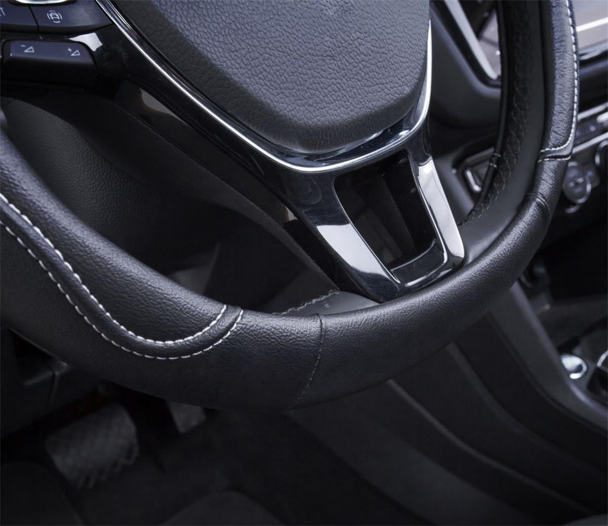 Auto Drive: Steering Wheel Cover - Country Leather Black and White, Universal Fit