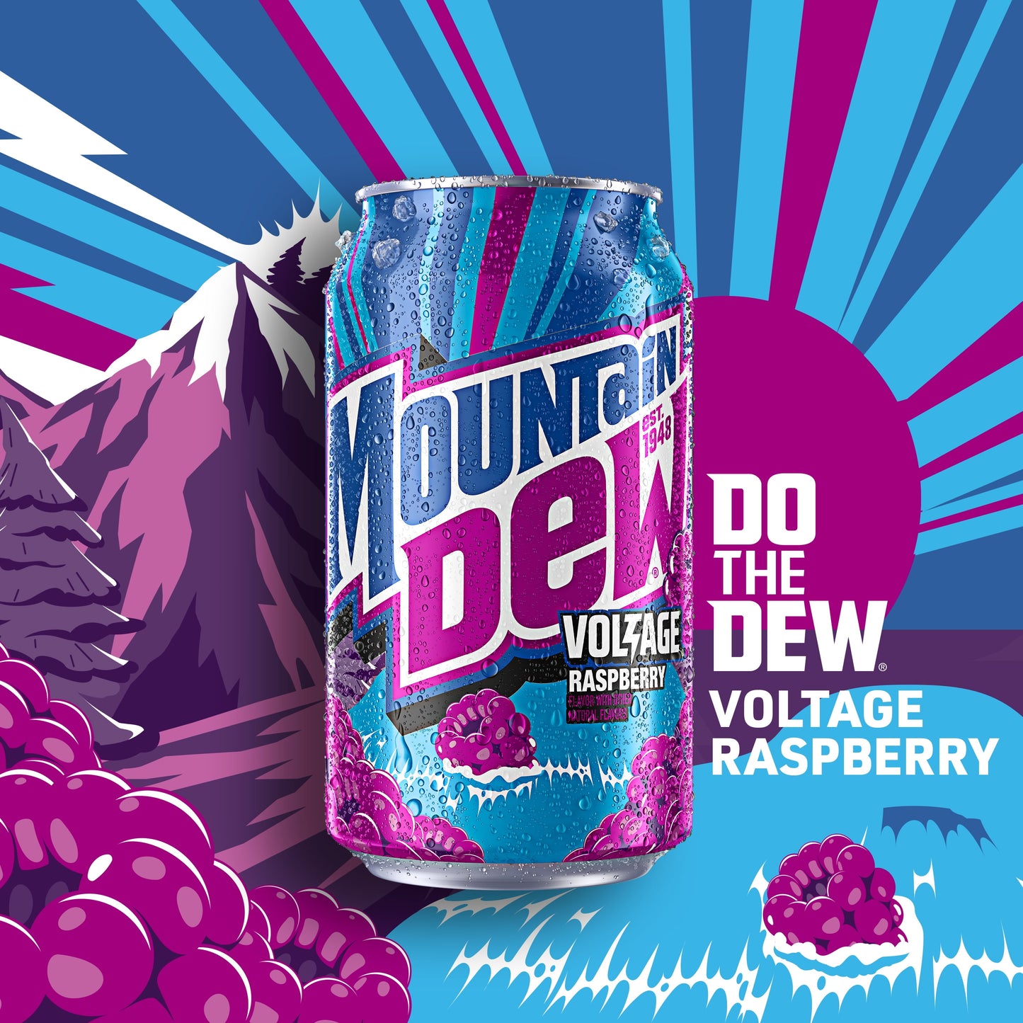 Mountain Dew: Voltage Raspberry Citrus and Ginseng, 12 oz., 12 Pack