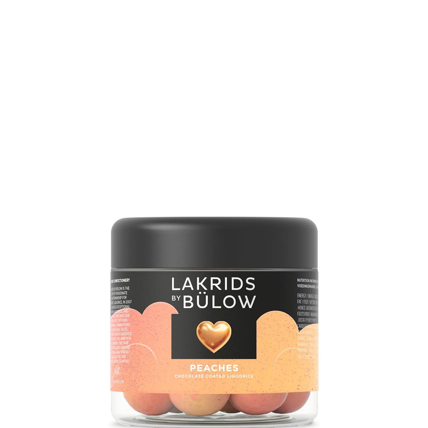 Danish Candy: LAKRIDS BY BÜLOW, Sweet Licorice Coated in White Chocolate & Peach