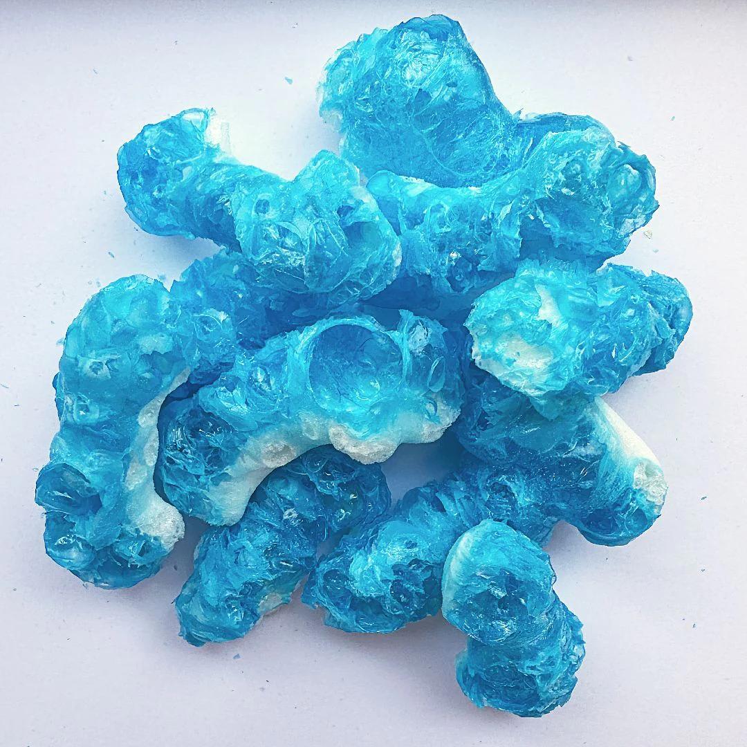 Freeze Dried Candy: Blue Sharks, Blue Raspberry Flavored, 1 Bag