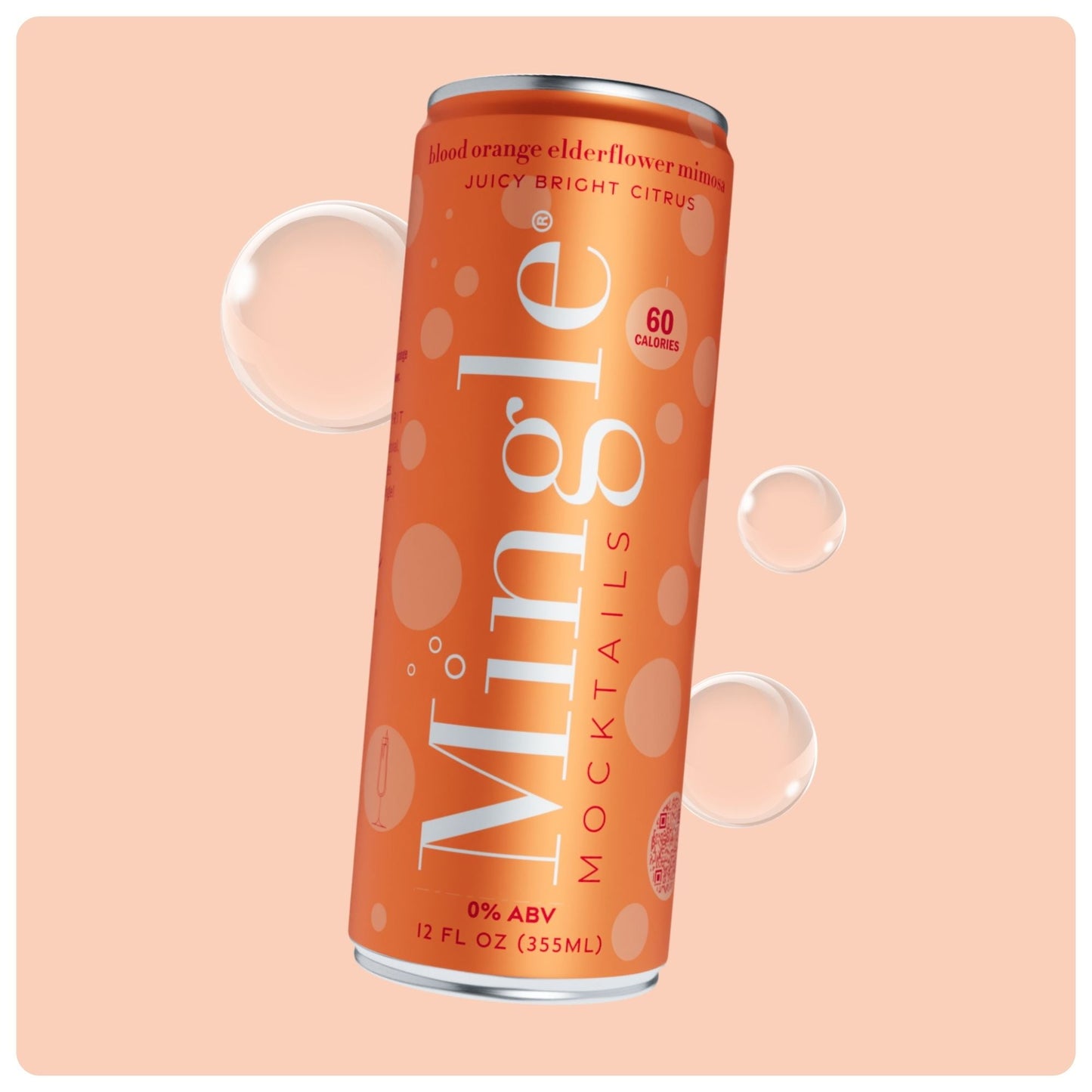 Mingle Mocktails: Blood Orange Elderflower Mimosa Non-Alcoholic, 12 oz., 4 Pack