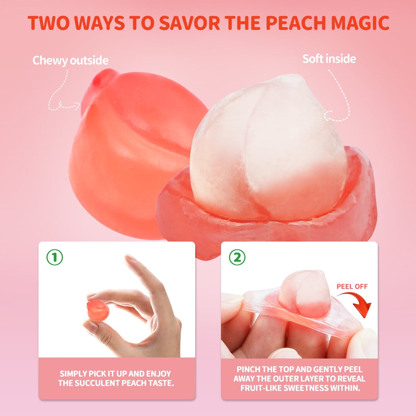 AMOS Peelerz: Peach Gummy Candy, 3 Packs