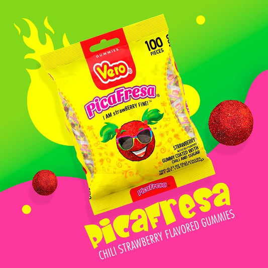 Vero: PicaFresa, Chili Strawberry Gummies, 100 Pieces