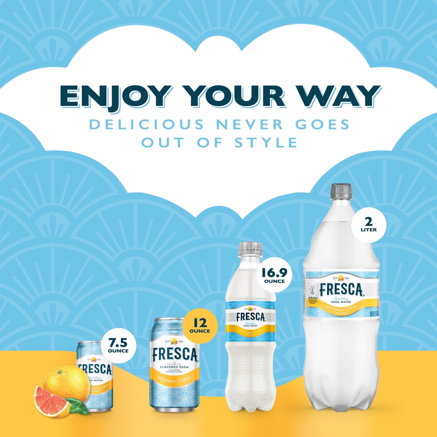 Fresca: Grapefruit Citrus Soda Pop, 12 oz., 12 Pack