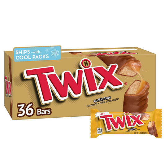 TWIX: Caramel Chocolate Cookie Candy, Bulk Individually Wrapped, 36 Pack