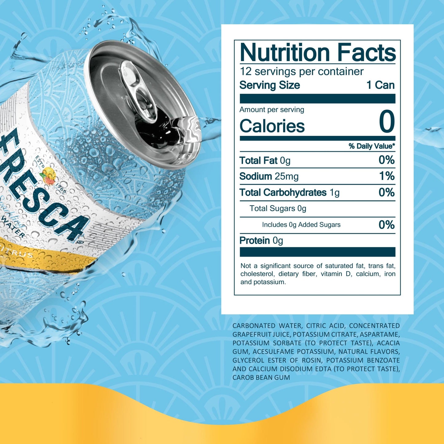 Fresca: Grapefruit Citrus Soda Pop, 12 oz., 12 Pack