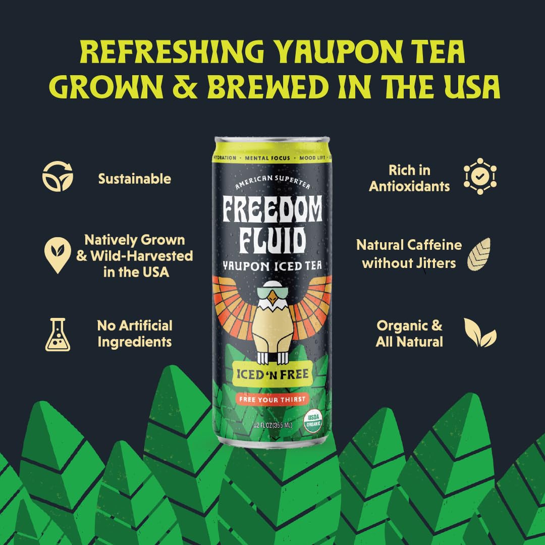 Freedom Fluid: Yaupon Iced Tea, Refreshing Lemon, 12 oz., 12 Pack