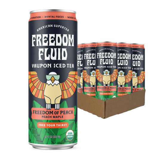 Freedom Fluid: Yaupon Iced Tea, Refreshing Peach, 12 oz., 12 Pack