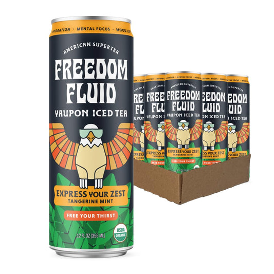 Freedom Fluid: Yaupon Iced Tea, Tangerine Mint, 12 oz., 12 Pack