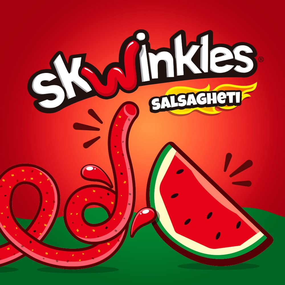 Mexican Candy: Lucas Salsagheti Watermelon Flavored Hot Candy Strips and Tamarind Sauce, 12 Pack