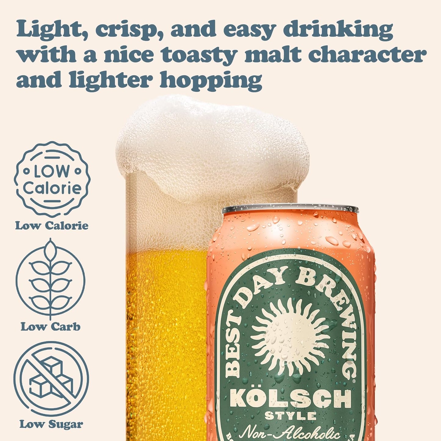 Beer: Best Day Brewing: Kölsch, Non Alcoholic Beer, 12 Pack