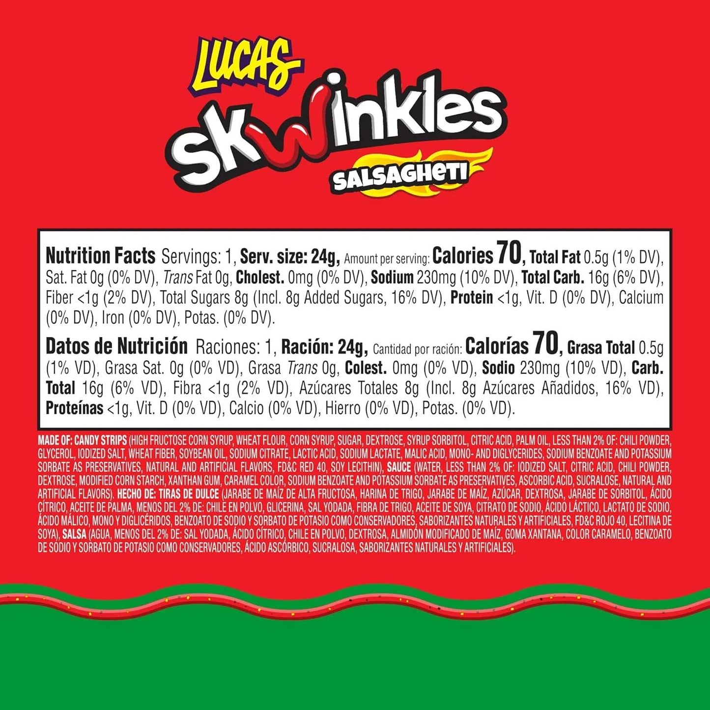 Lucas: Skwinkles Salsagheti Watermelon Flavored Hot Candy Strips, 12 Pack