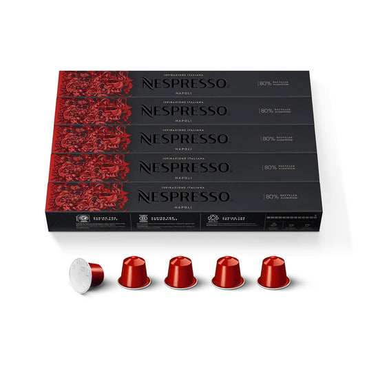 Nespresso: Original Line, Ispirazione Napoli Capsules, Dark Roast Espresso Coffee, 50 Pods