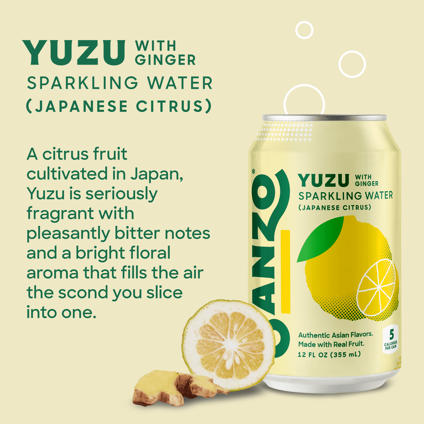 Sanzo: Yuzu Lemon Sparkling Water, 12 oz., 12 Pack