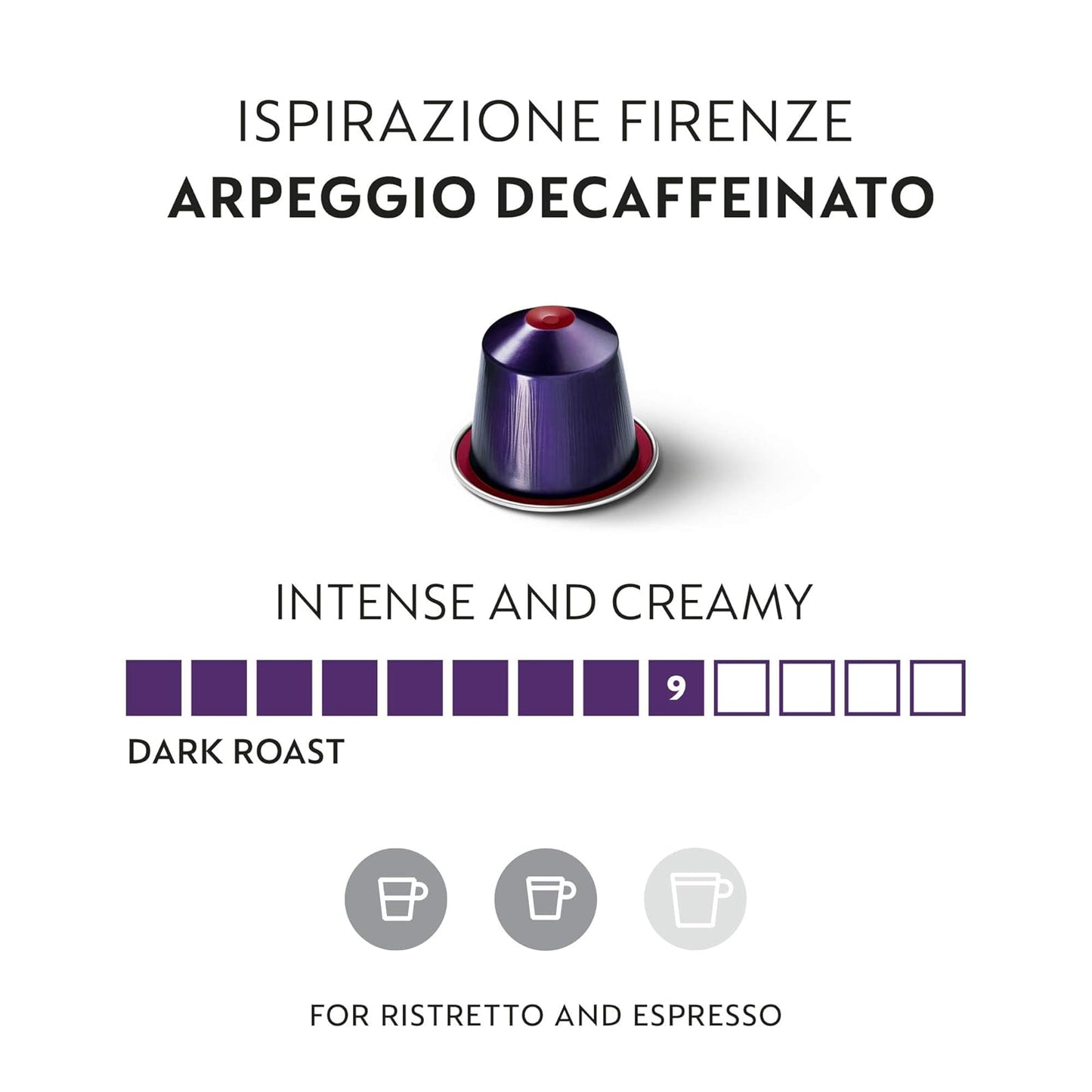 Nespresso: Original Line, Arpeggio Decaffeinato Capsules, Dark Roast Espresso Decaf Coffee, 50 Pods