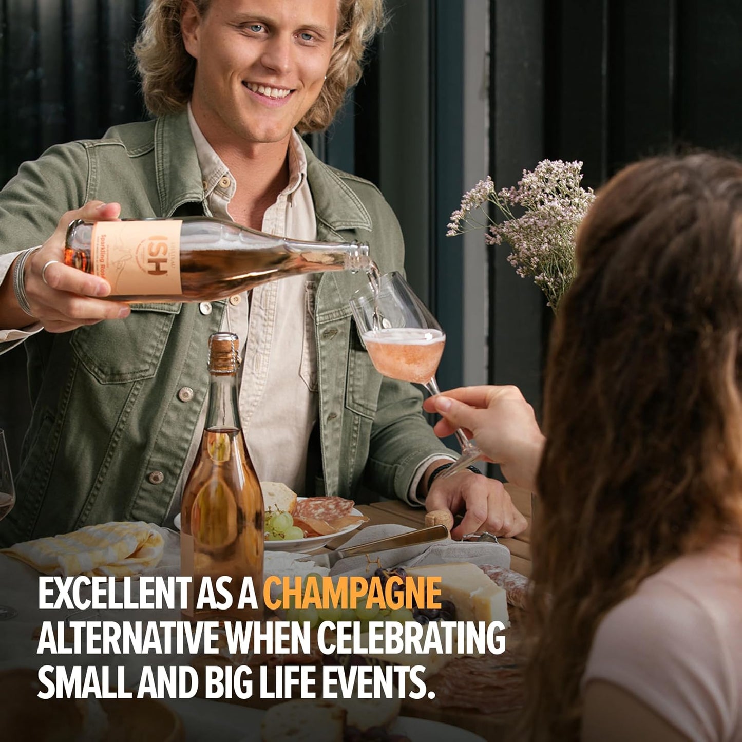 Sparkling Wine: Chateau del ISH: Sparkling Rose, Non-alcoholic Rose Wine, 1 Bottle