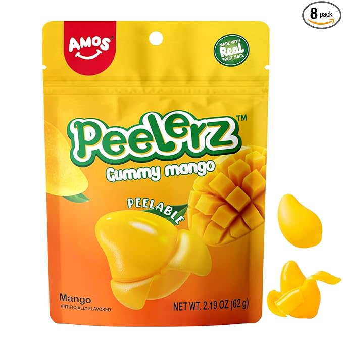 AMOS Peelerz: Gummies Peelable Mango Candy, 8 Pack
