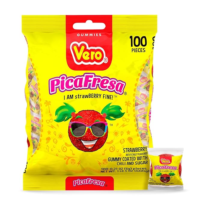 Vero: PicaFresa, Chili Strawberry Gummies, 100 Pieces