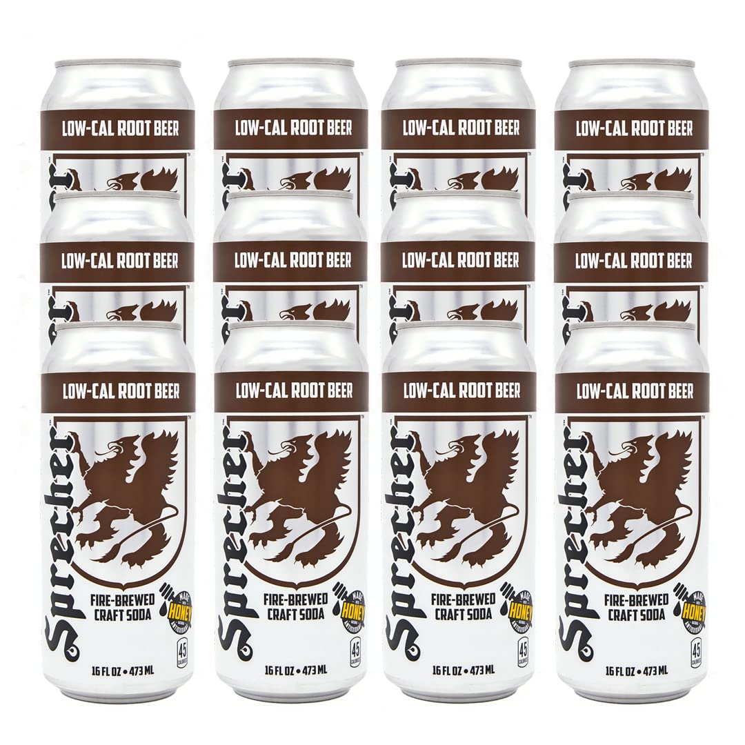 Sprecher Root Beer: Gourmet Low Calorie Craft Root Beer Soda, 16 oz., 12 Pack