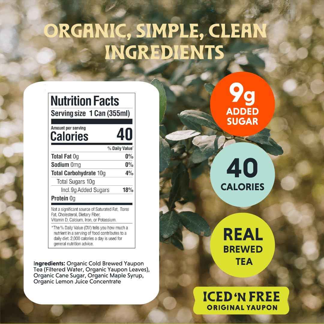 Freedom Fluid: Yaupon Iced Tea, Refreshing Lemon, 12 oz., 12 Pack