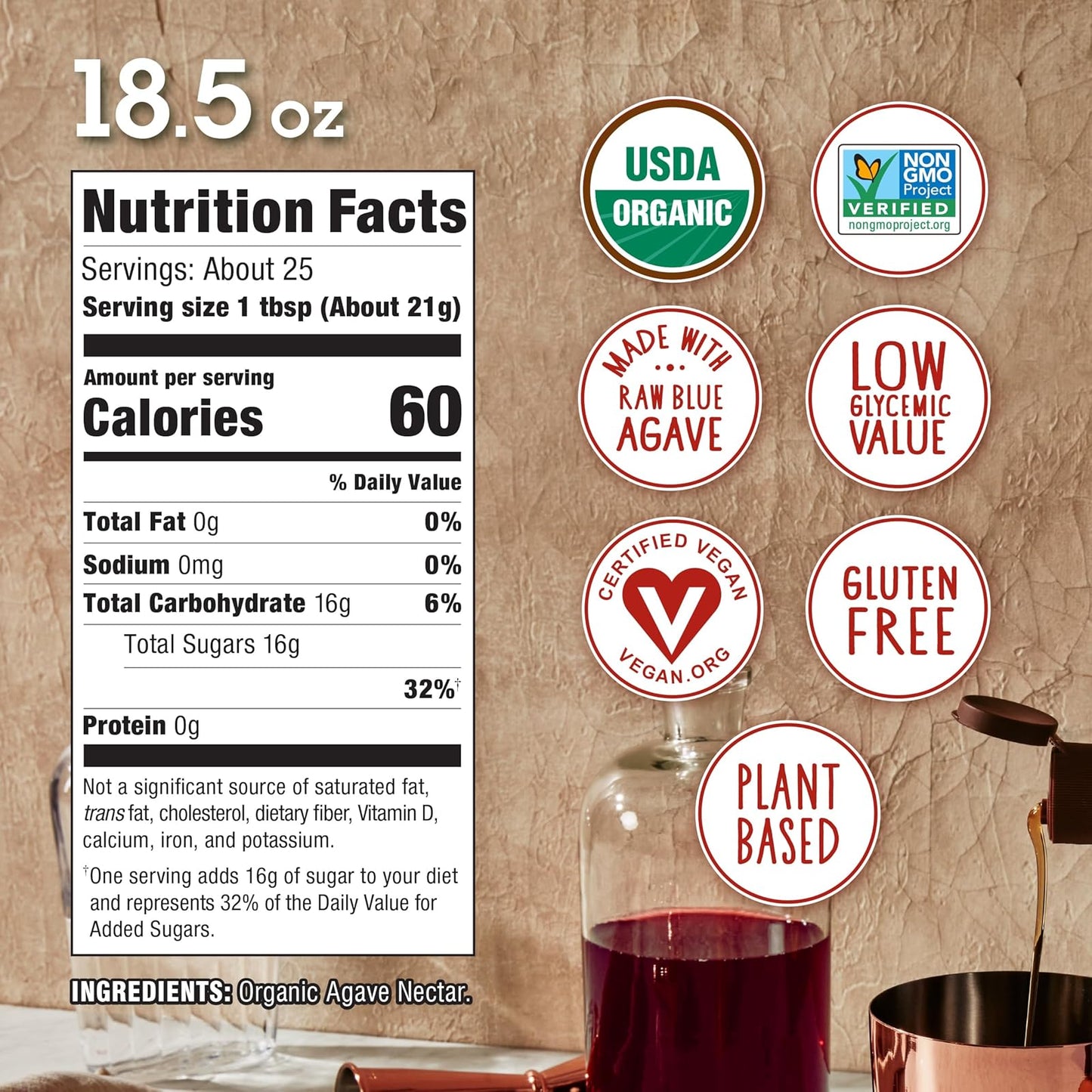 Agave In The Raw: Agave Nectar, 18.5 oz. 1 Bottle