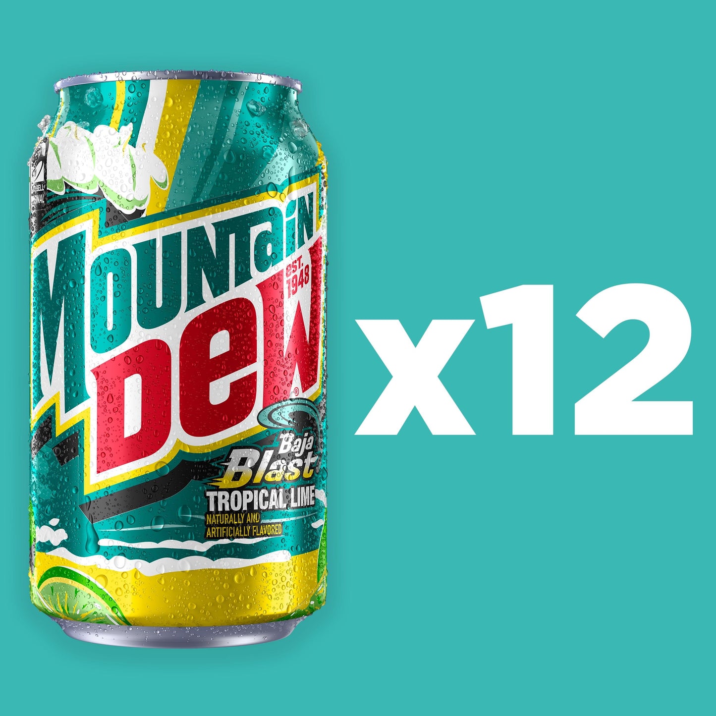 Mountain Dew: Baja Blast Tropical Lime & Citrus, Soda Pop, 12 oz., 12 Pack
