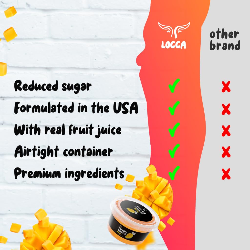 Locca: Mango Boba Pearls, Premium Popping Fruit Caviar Pearls, 1 Pack