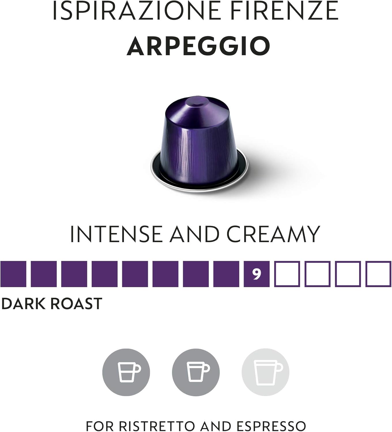Nespresso: Original Line, Arpeggio Intenso Capsules, Dark Roast Espresso Coffee, 50 Pods