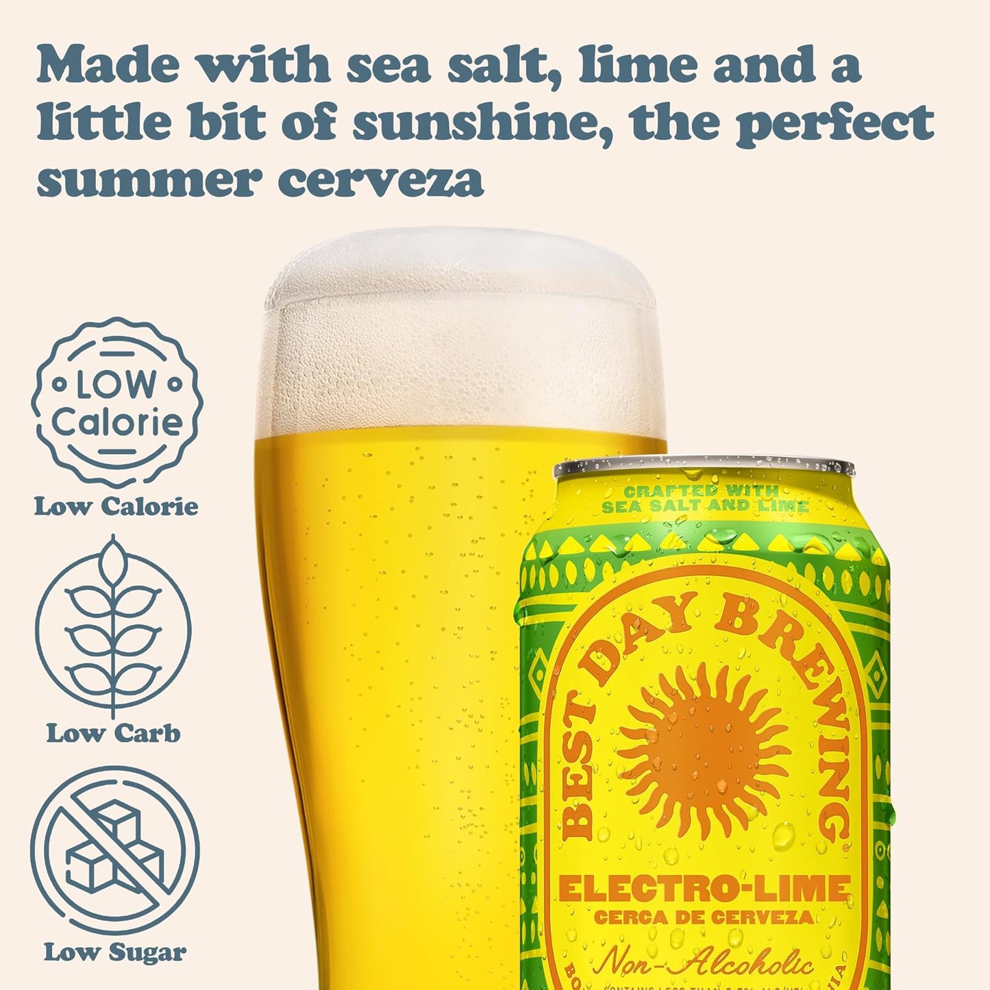 Beer: Best Day Brewing: Electro-Lime, Non Alcoholic Beer, 12 Pack