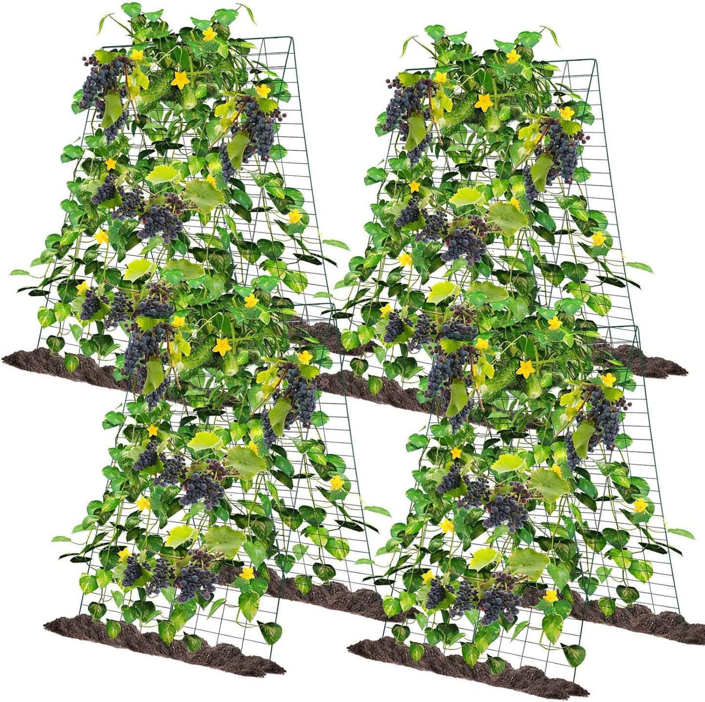Wesiti: 4 Packs Foldable Cucumber Trellis for Raised Bed - 34"W x 48"H Adjustable a Frame Garden Trellis, Green