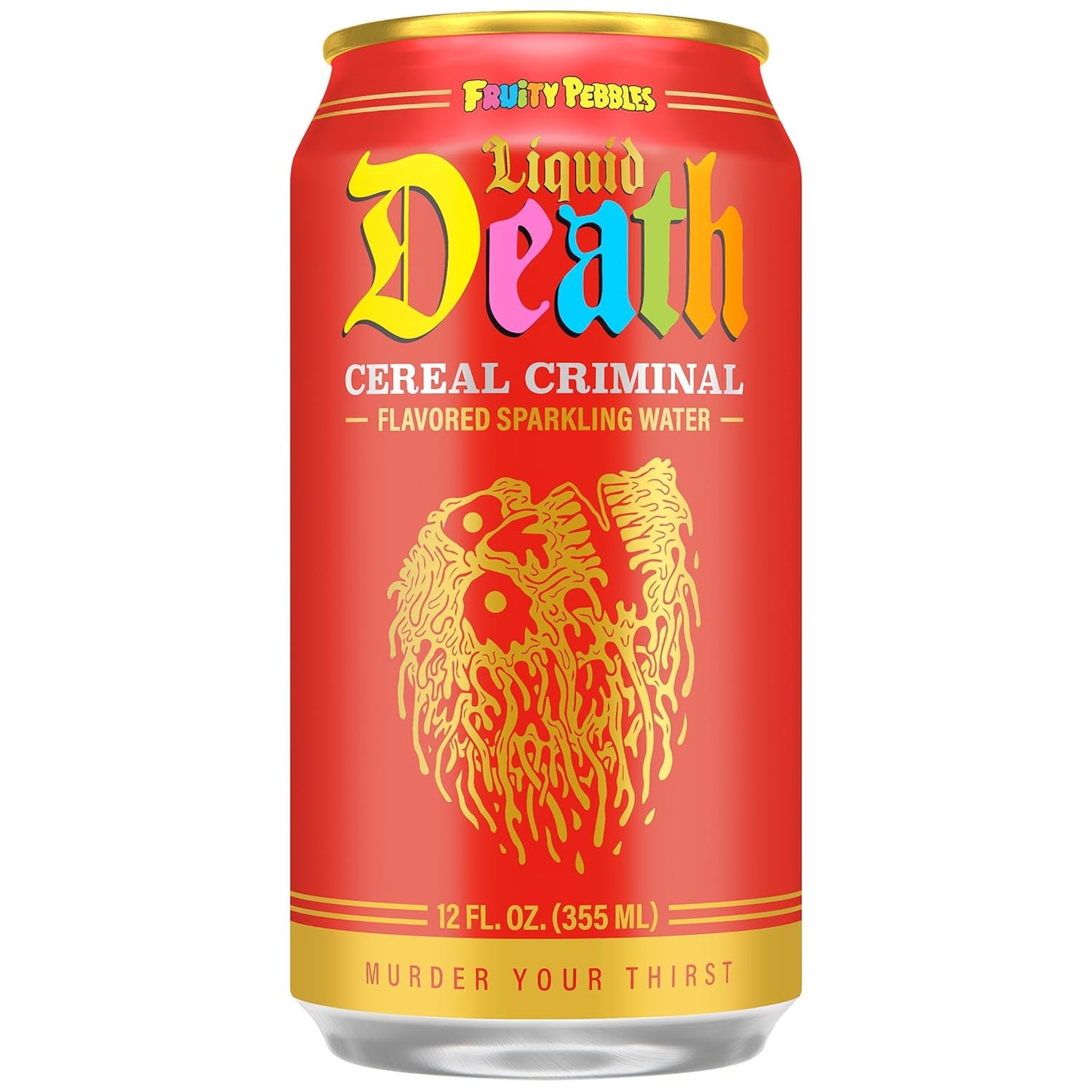 Liquid Death: Cereal Criminal, Fruity Pebbles Flavored Sparkling Water, 12 oz., 12 Pack