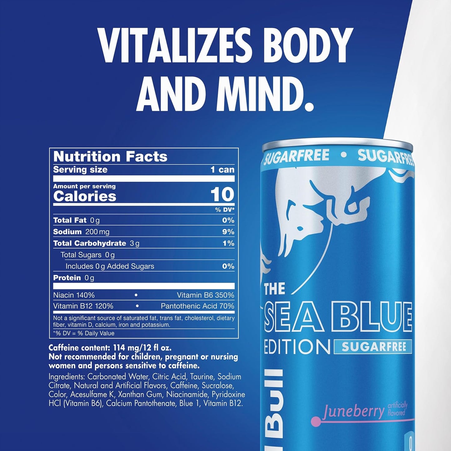 Red Bull: Sea Blue Edition Sugar Free Energy Drink - Juneberry, 12 fl. oz., 4 pack cans