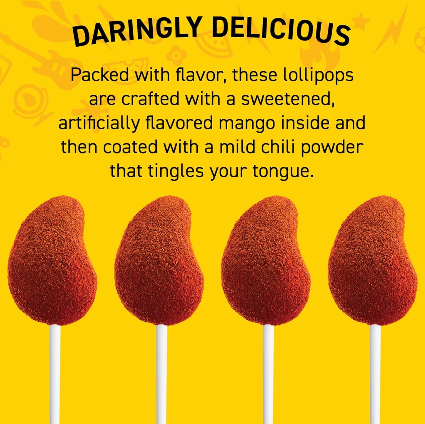 Mexican Candy: Vero Mango - Chili Covered Mango Flavored Lollipops, 40 pack