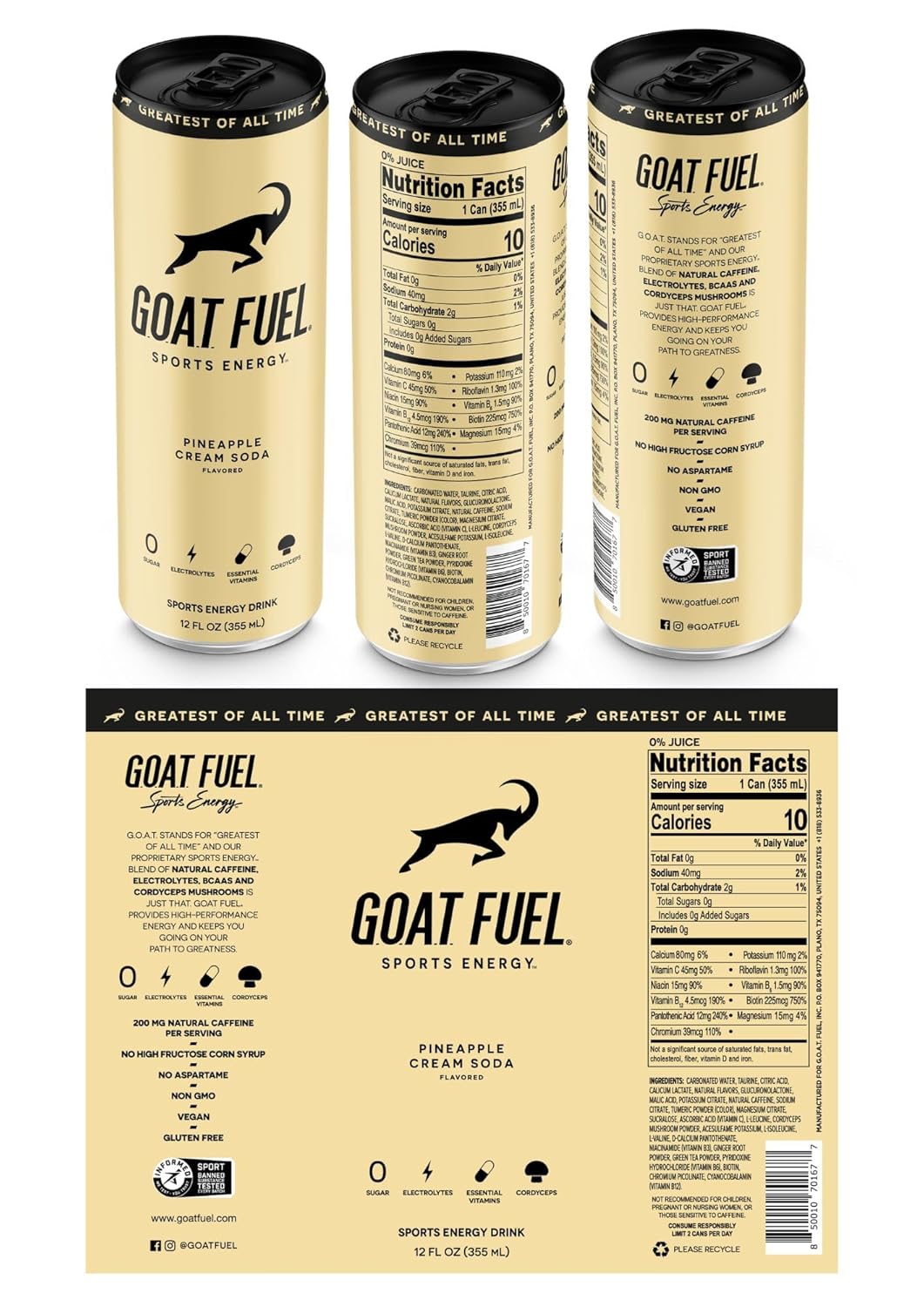 G.O.A.T. Fuel Energy Drink - 12 fl. oz., 12 pack cans