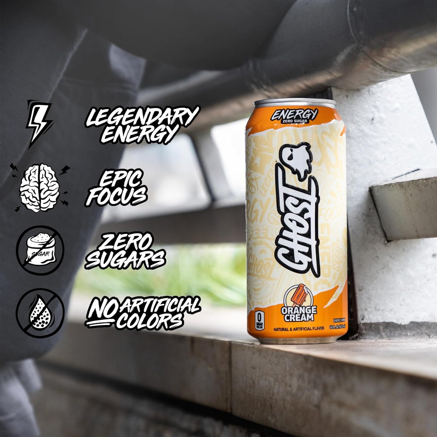 GHOST Energy Drink: Orange Cream, 16 fl. oz. 12 pack cans