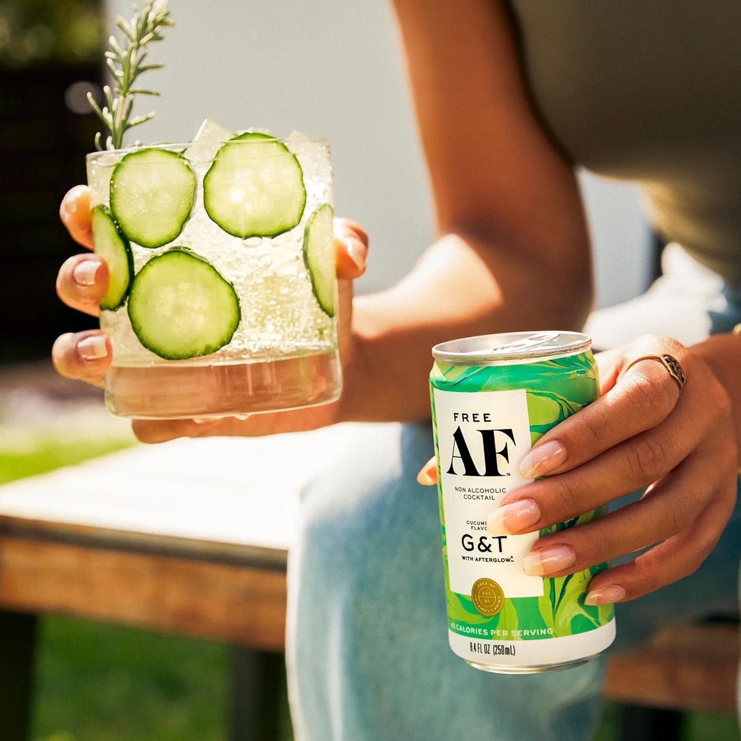 Cocktail: FREE AF: Gin & Tonic - Non Alcoholic Cucumber G&T, Premium Cocktail Mixer, 12 Pack Cans