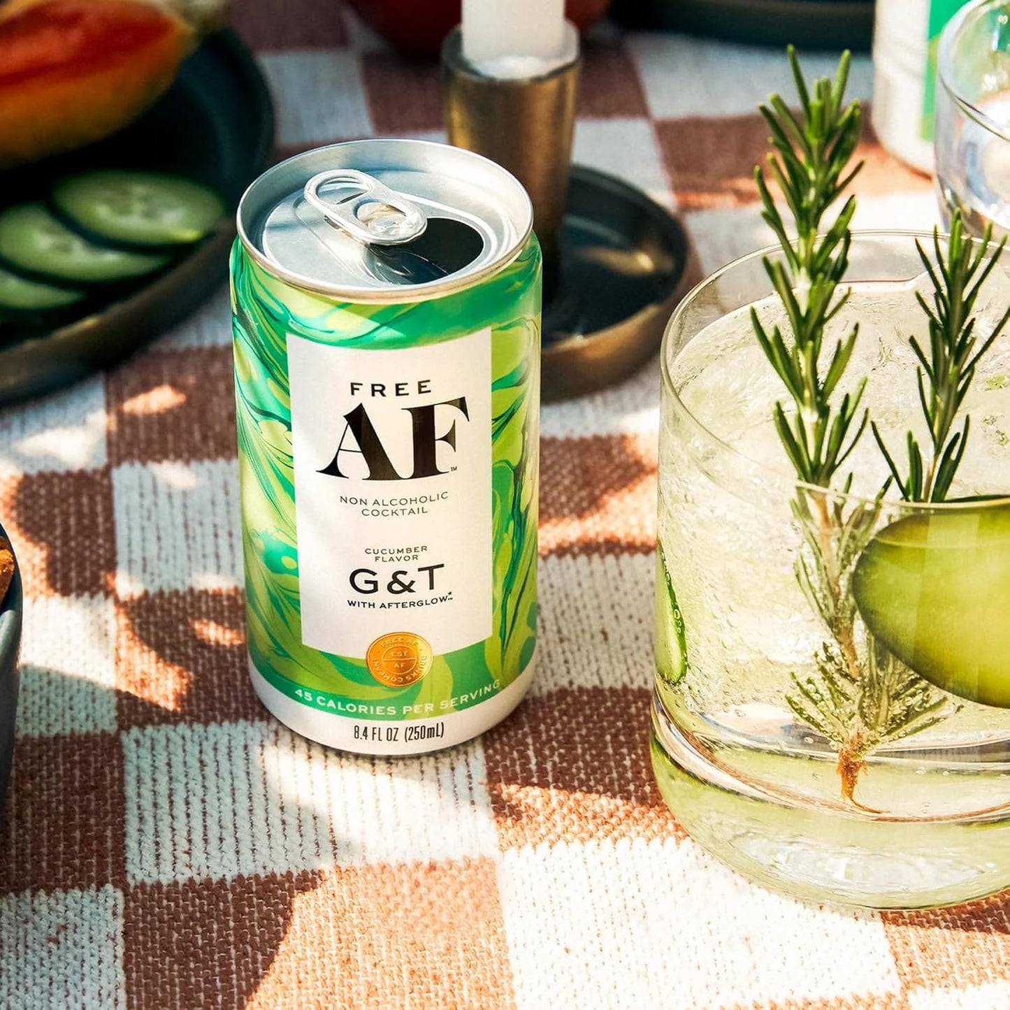 Cocktail: FREE AF: Gin & Tonic - Non Alcoholic Cucumber G&T, Premium Cocktail Mixer, 12 Pack Cans