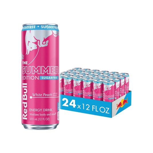 Red Bull: Summer Edition Sugar Free, White Peach Energy Drink, 12 oz., 24 Pack