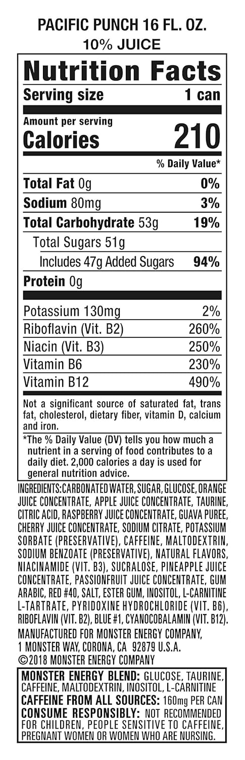 Monster Energy Drink: Juice Monster Pacific Punch, 16 fl. oz. 15 pack cans