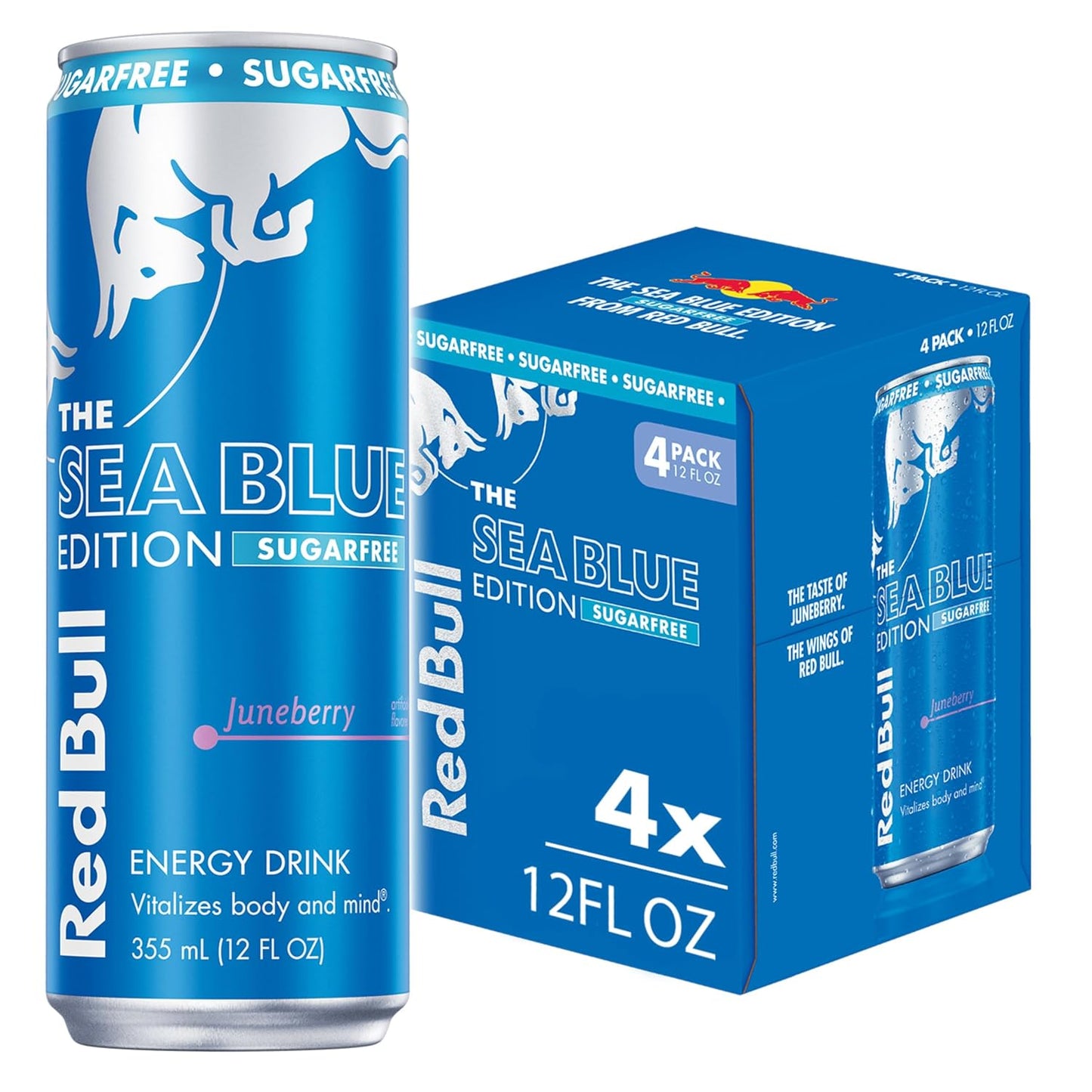 Red Bull: Sea Blue Edition Sugar Free Energy Drink - Juneberry, 12 fl. oz., 4 pack cans
